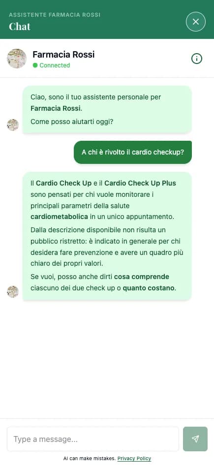 Chat assistente AI farmacia